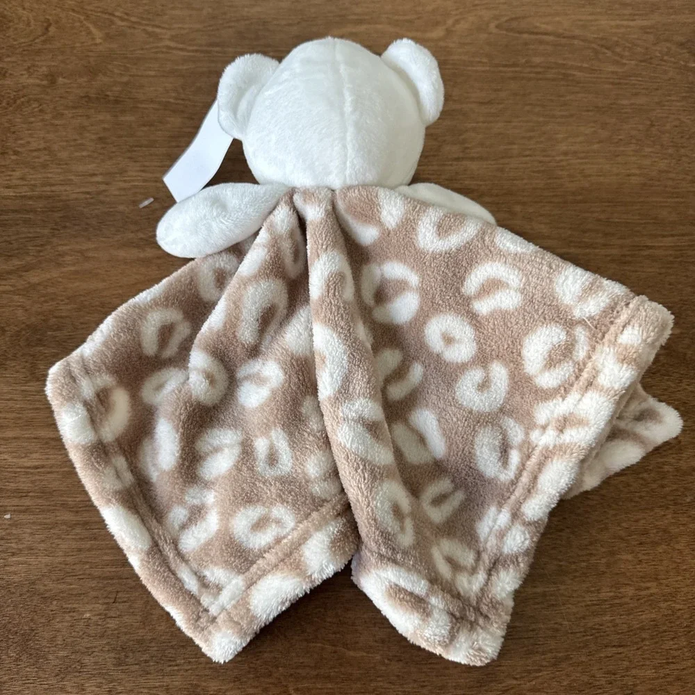 Baby Essentials White Bear Tan Cheetah/Leopard Security Blanket/Lovey